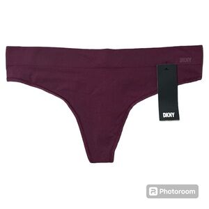 DKNY DK5016 Seamless Litewear Solid Thong Panty Underwear wine NEW NWT Large L